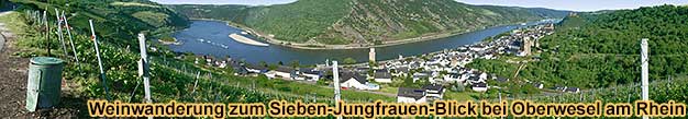 Mittelrhein-Weinwandertag - Weinwanderung bei Oberwesel am Mittelrhein zum Sieben-Jungfrauen-Blick mit 4 Weinproben im Weinberg